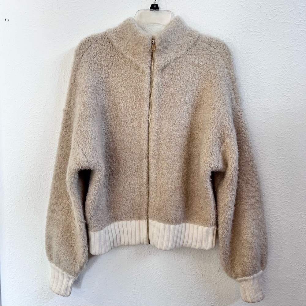 Ann Taylor tan zip up sweater jacket